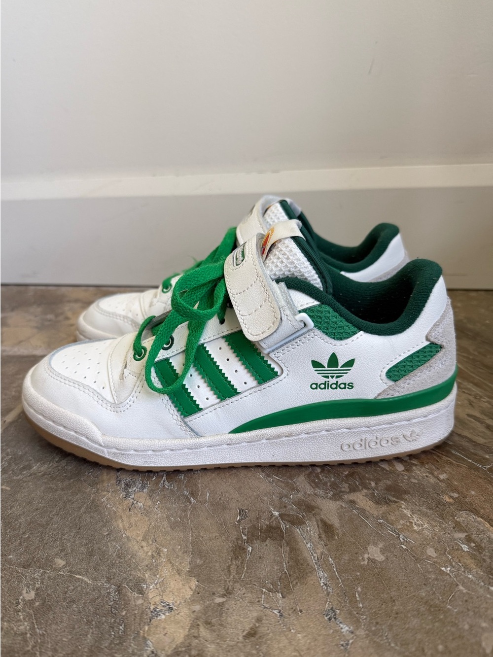 adidas White & Green Low-Top Sneakers